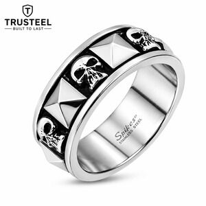 Men’s 316L Stainless Steel biker pyramid with skull hypoallergenic Ring Size 14